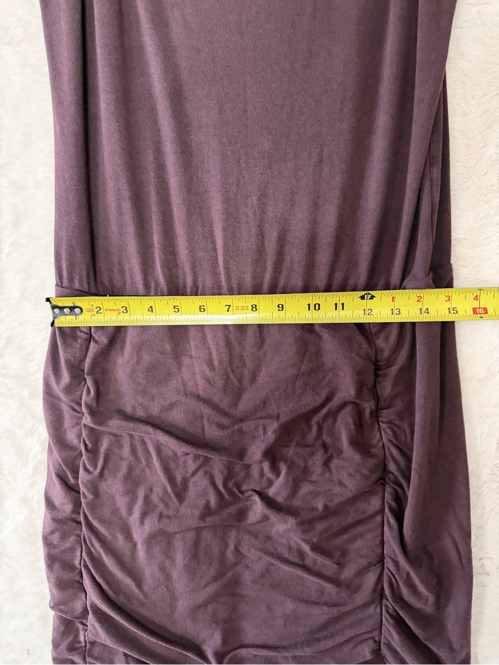 Athleta Tulip Dress M Plum Purple Ruched Side Sleeveless Cotton Modal Stretch - Picture 9 of 11
